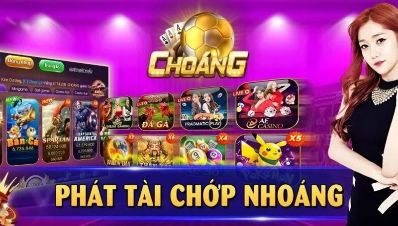 Giao diện ứng dụng ChoangClub với các tính năng đa dạng.