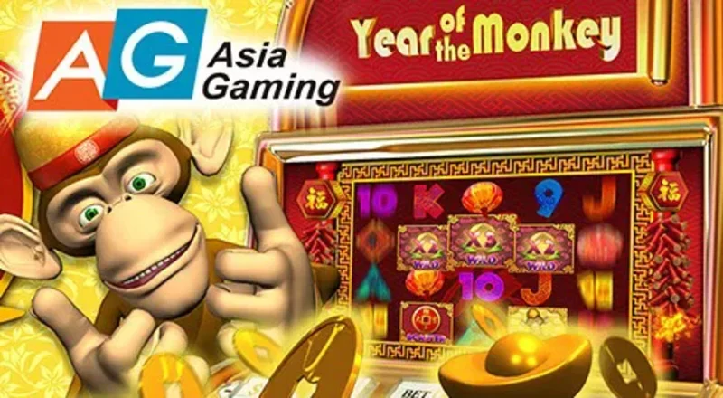 Giao diện chính của slot game Year of the Monkey với các biểu tượng đặc trưng.